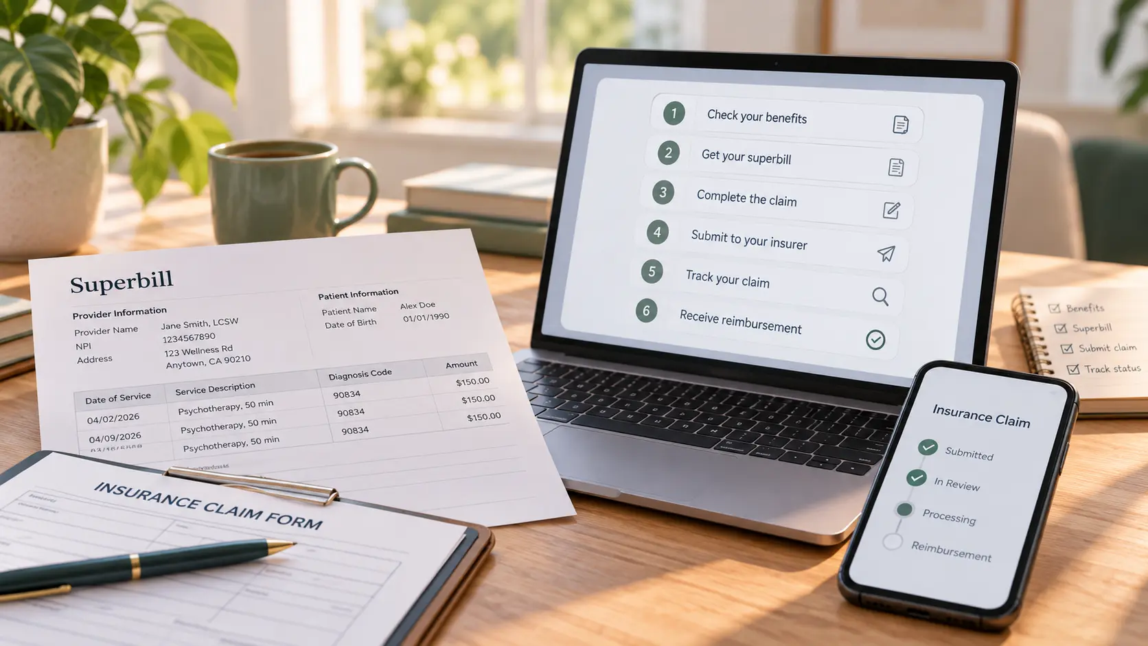 How to submit therapy claims to insurance using a superbill for out-of-network reimbursement