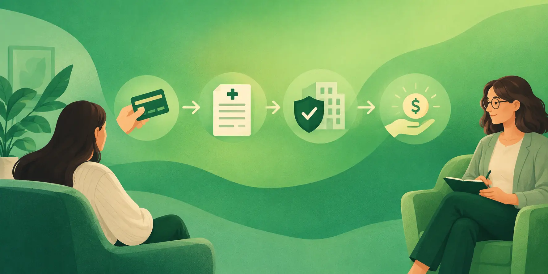 Therapist creating a superbill for therapy with patient, service, and billing information